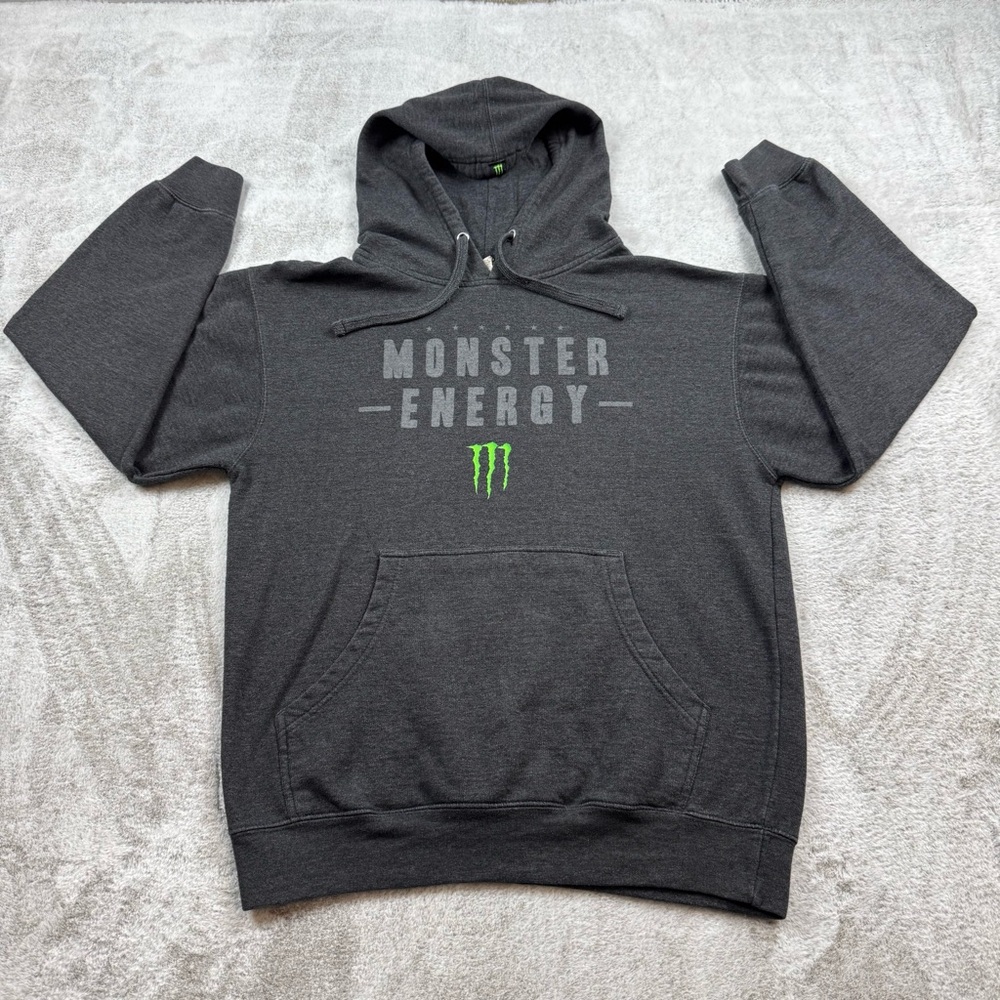 VTG Y2K monster energy hoodie sweatshirt men’s size M black fleece pullover